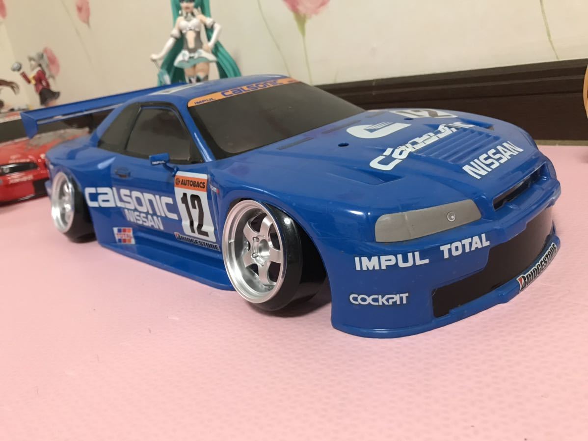 送料無料　1/10 日産 スカイライン GT-R R34 カルソニック　レーシングカー　ラジコン　ボディ　タミヤ　TAMIYA NISSAN SKYLINE CALSONIC