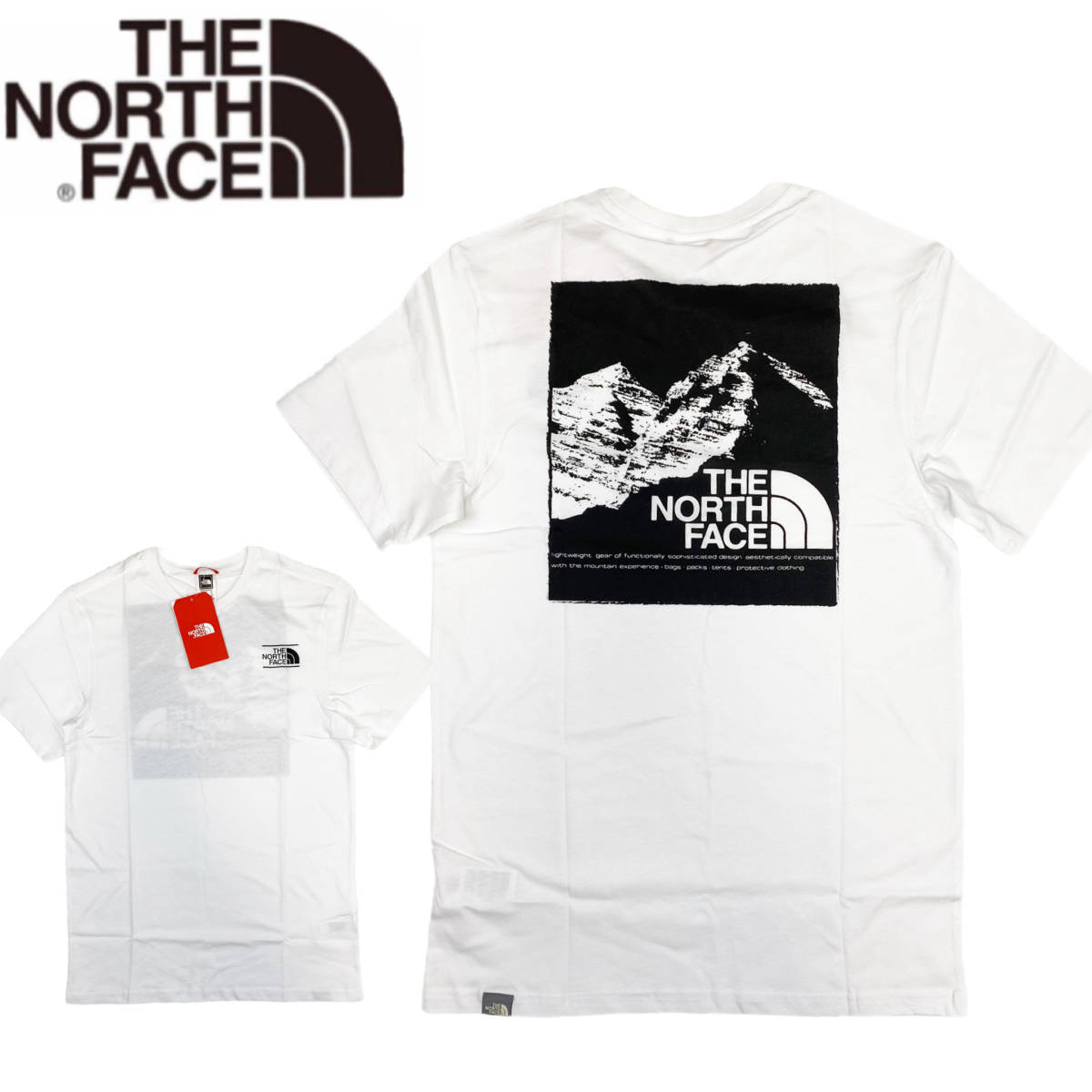 ノースフェイス Tシャツ ボックス 半袖 グラフィック バックロゴ トップス ホワイト Lサイズ NF0A3S3R THE NORTH FACE GRAPHIC TEE 新品