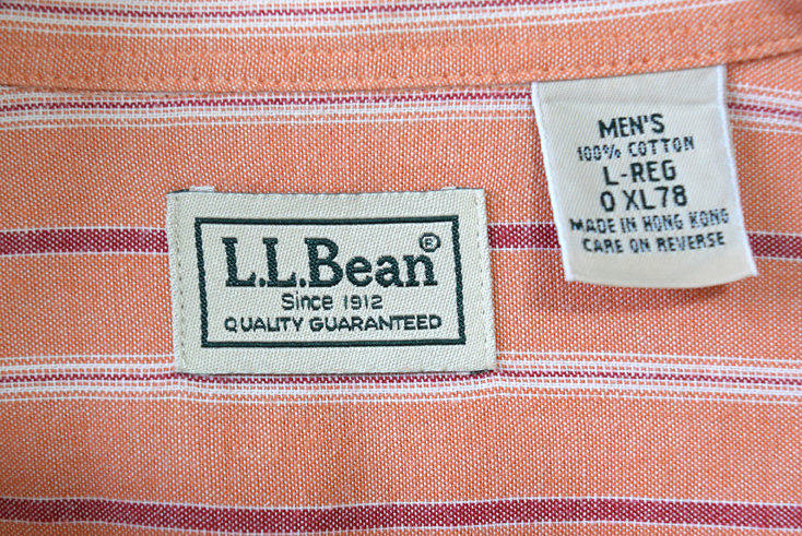 【送料無料】L.L.Bean コットン 長袖シャツ BDシャツ ストライプ アウトドア メンズL アウトドア L.L.Bean USA アメカジ 古着 CA0301