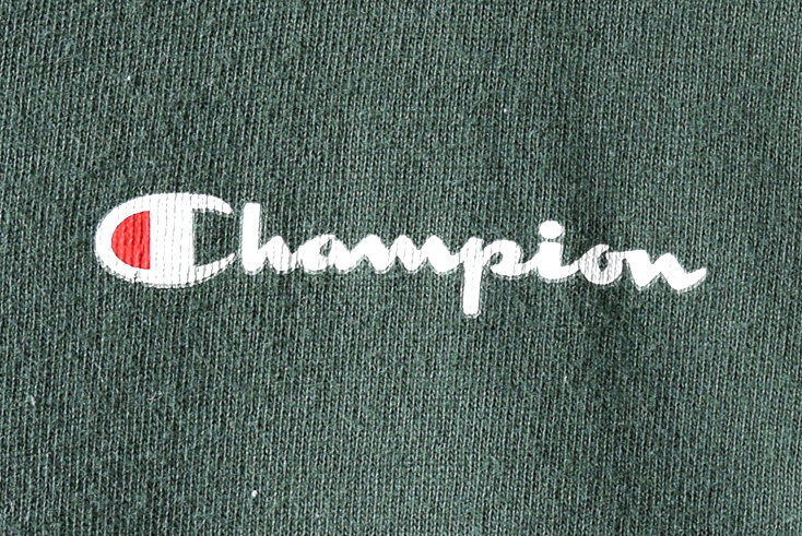 【送料無料】90S チャンピオン ヴィンテージ コットン クルーネック Tシャツ 深緑色 メンズXL CHAMPION グリーン ビッグサイズ 古着 BB0221_画像4