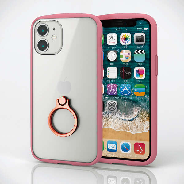 iPhone12mini ケース ハイブリッドケース TOUGH SLIM フレームカラー リング付き ピンク 高硬度8H 携帯ケース_画像2