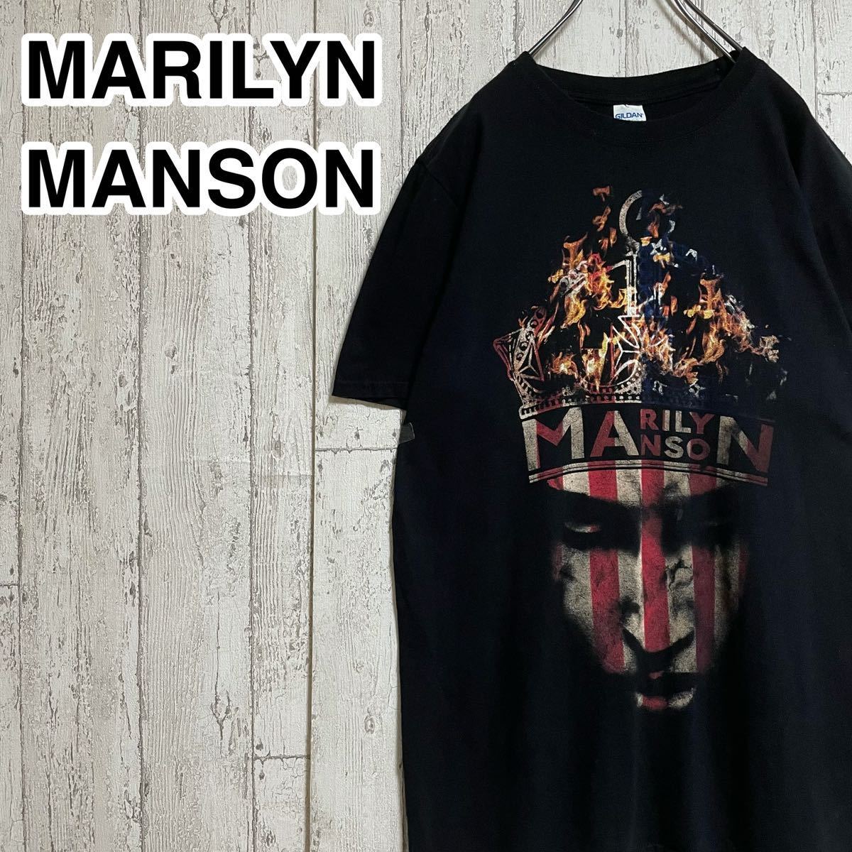 ☆送料無料☆ GILDAN ギルダン MARILYN MANSON マリリンマンソン バンドTシャツ Mサイズ プリント21-222_画像1