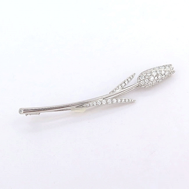 [gimel/gimeru]Pt950 platinum brooch diamond 1.333ct tulip flower flower popular stylish simple [ used ]/10023508