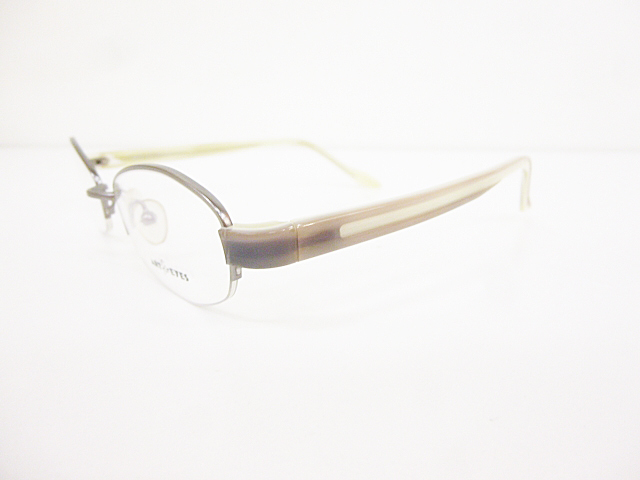 ∞【デッドストック】MUNIC EYEWEAR ミュニックアイウェア 眼鏡 メガネフレーム AE80 50[]19 メタル ナイロール グレー ホワイト □H8_画像4