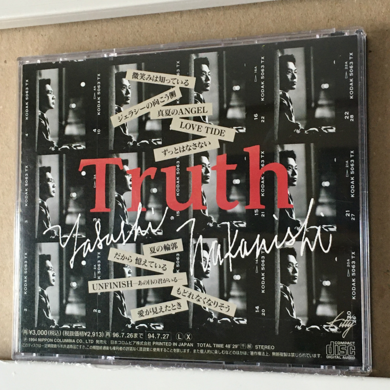 中西 保志「Truth」＊「UNFINISH-あの日の君がいる-」「だから憶えている」他、収録　＊1994年リリース・3rdアルバム　＊国内盤・廃番_画像2