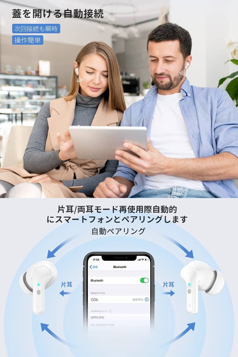 Bluetooth イヤホン 完全ワイヤレスイヤホン ブルートゥース イヤホン左右分離型 Siri対応 IPX7防水