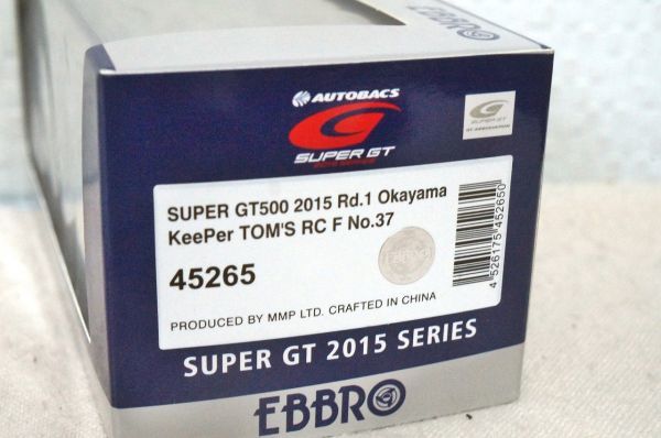 エブロ SUPER GT GT500 2015 Rd.1 Okayama KeePer TOM'S RCF No.37 1/43 ミニカー_画像4