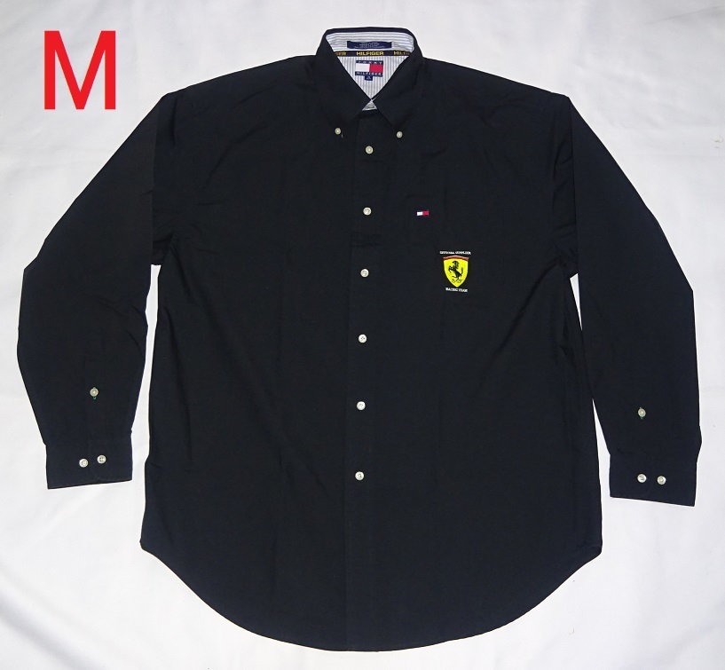 TOMMY HILFIGER F1 Ferrari RACING TEAM 長袖シャツ 39サイズ メンズ ブラック Used 中古 トミーヒルフィガー フェラーリ 黒色_画像1