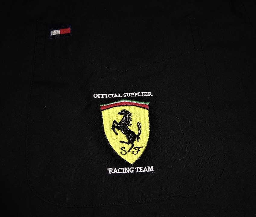 TOMMY HILFIGER F1 Ferrari RACING TEAM 長袖シャツ 39サイズ メンズ ブラック Used 中古 トミーヒルフィガー フェラーリ 黒色_画像3