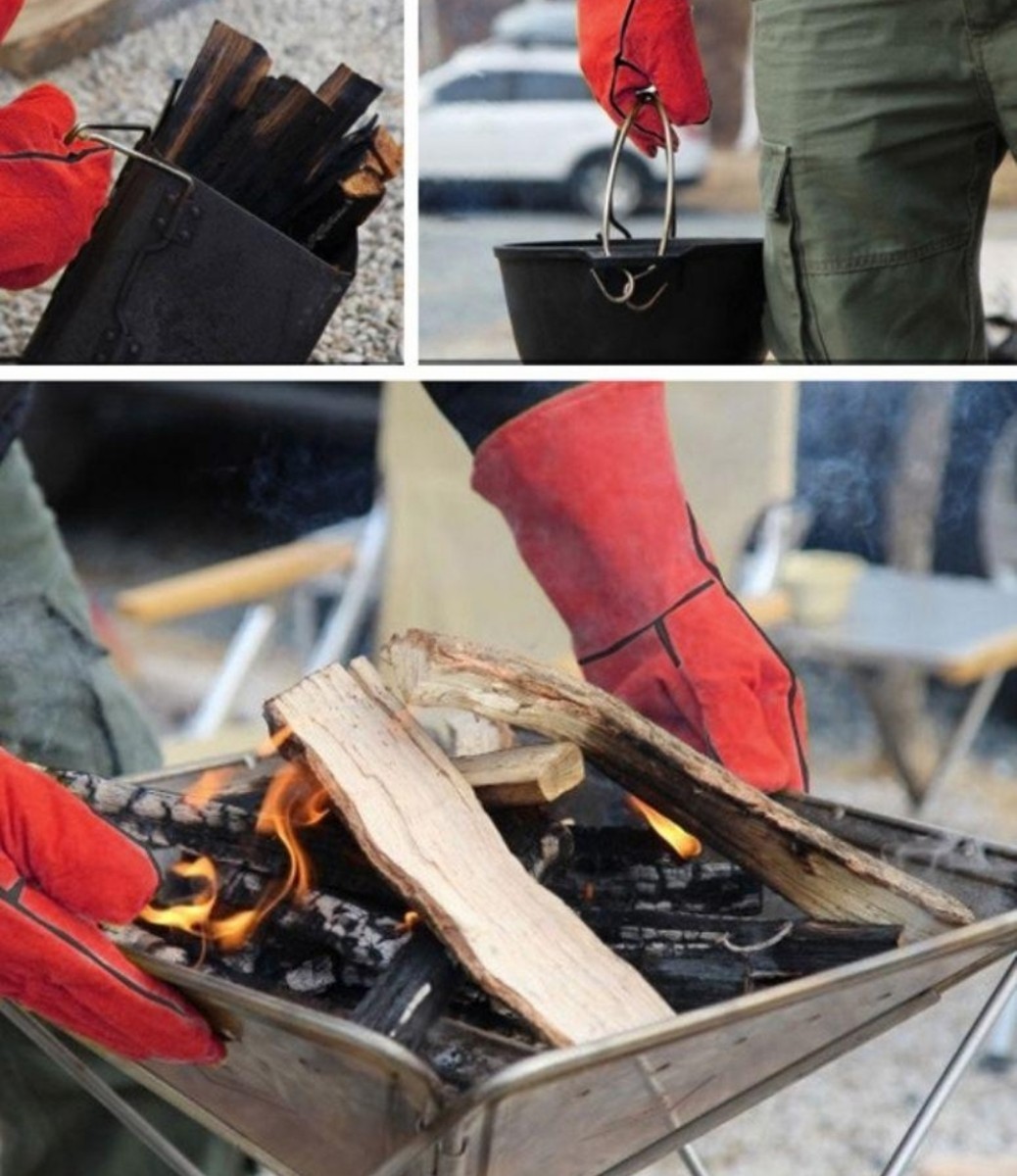 バーベキューグローブ 耐熱 手袋 キャンプ 牛革 BBQ　フェス　耐熱グローブ 耐火グローブ 耐熱手袋 キャンプ手袋 