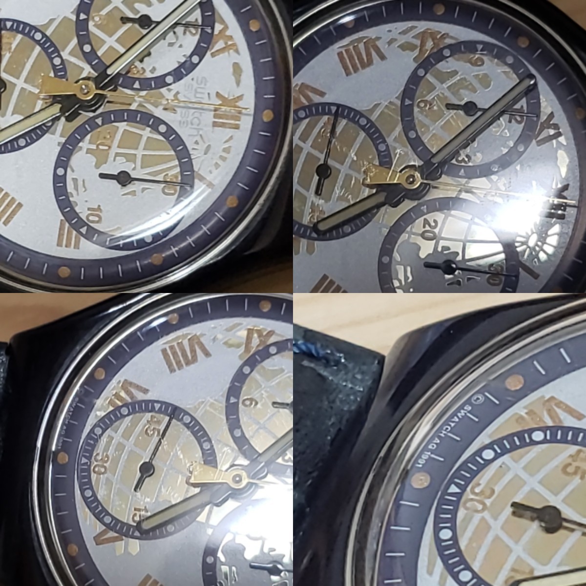 swatch 1991 クロノグラフ 革バンド 当時物 ヴィンテージ swatch 1991 クロノグラフ 革バンド 当時物 ヴィンテージ