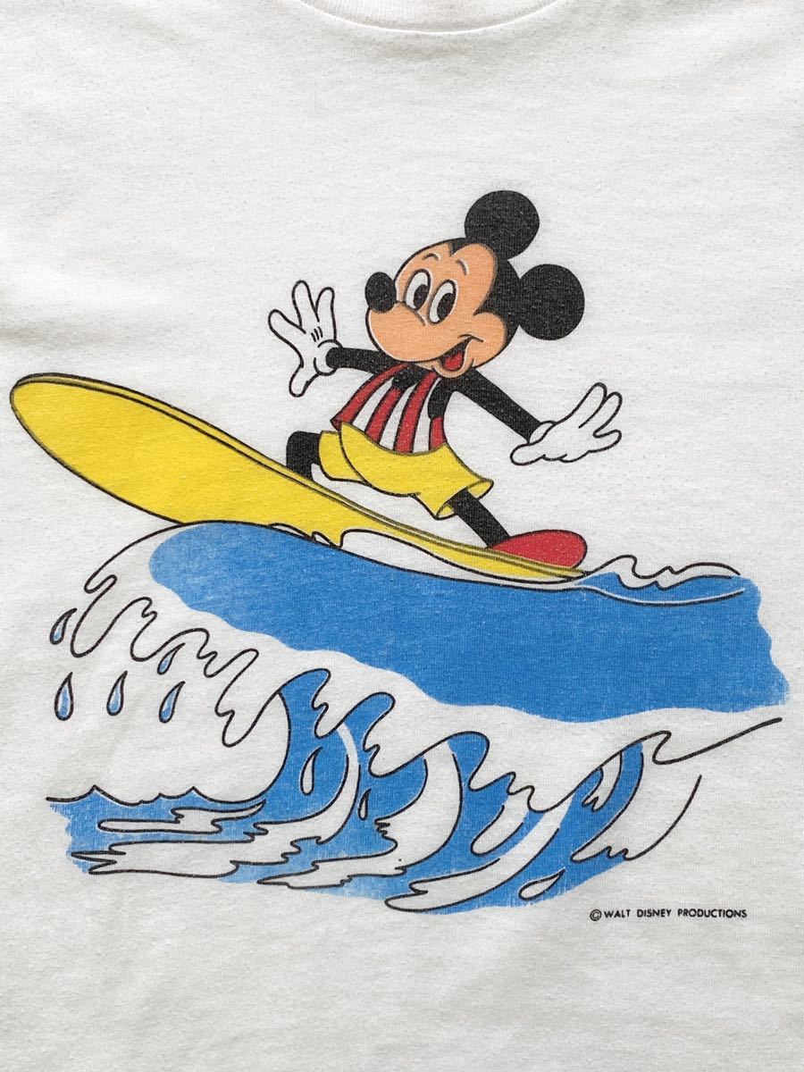 80s 波乗りミッキー 染み込み Tシャツ オリジナル ビンテージ 80s 波乗りミッキー 染み込み Tシャツ オリジナル ビンテージ