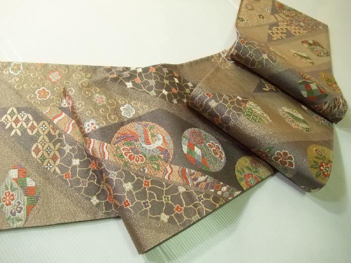 袋帯 正絹 Hu088 西陣 豪華な鳳凰更紗文様柄 お仕立て付き 新品 送料