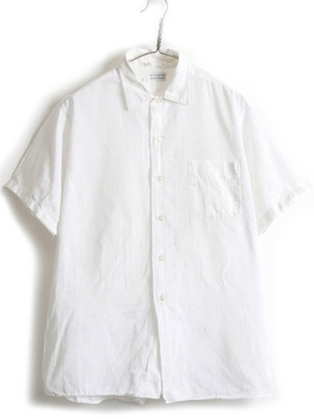 60's ビンテージ ■ ｍartin's ポケット付き マチ付き コットン 半袖 シャツ ( 16 メンズ M 程) 古着 60年代 シースルー 透け感 アメリカ製