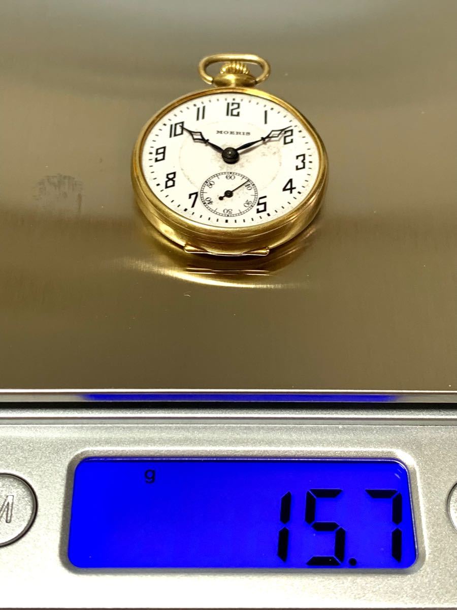 MOERIS 18金無垢一体ケース懐中時計 不動品 K18チェーン MOERIS 18金無垢一体ケース懐中時計 不動品 K18チェーン