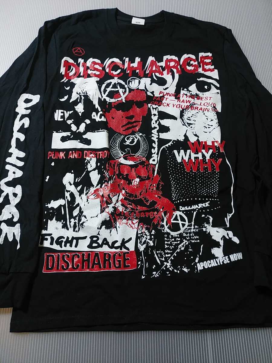 DISCHARGE 長袖Tシャツ collage allover 黒M ロンT / disorder chaos uk doom amebix deviated instinct broken bones_画像1