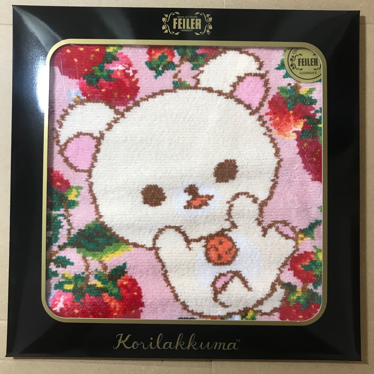 FEILER フェイラー コリラックマ コラボ タオルハンカチ イチゴ柄 苺 新品未使用 リラックマ サンエックス おまけ付き