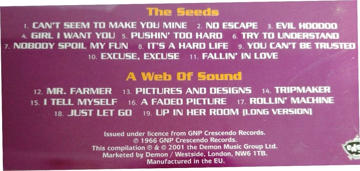 【送料無料】60年代米国サイケバンド,シーズ3CD[THE SEEDS/A WEB OF SOUND][FUTURE/A FULL SPOON OF SEEDY BLUES][RARE＆ALIVE/RARE SEEDS]