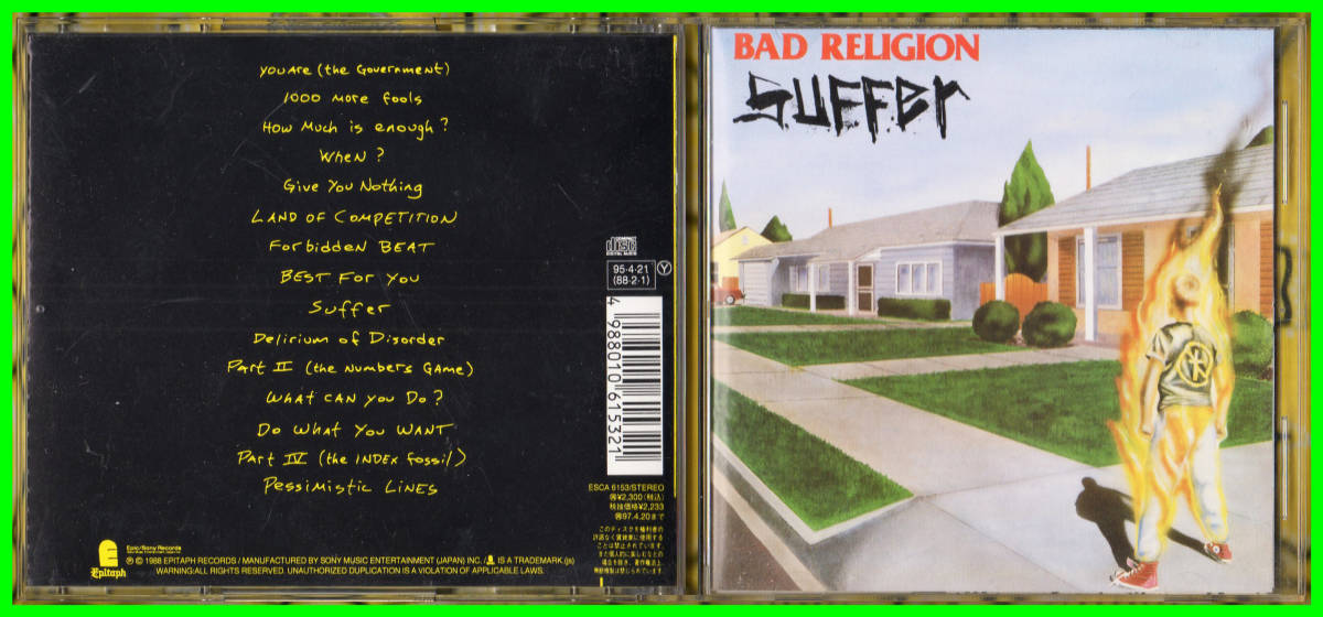 廃盤♪米国産PunkRock≪国内盤帯付CD≫BAD RELIGION(バッド・レリジョン)/Suffer♪♪_トレー裏ジャケット/表ジャケット