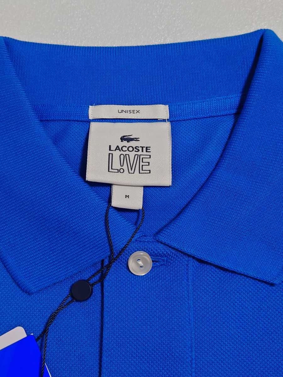 新品！　大人気！　LACOSTE　L!VE　LIVE　ラコステ　半袖　ポロシャツ　ネームプリント　ユニセックス　M　ブルー　青 ワニ オーバーサイズ_画像4