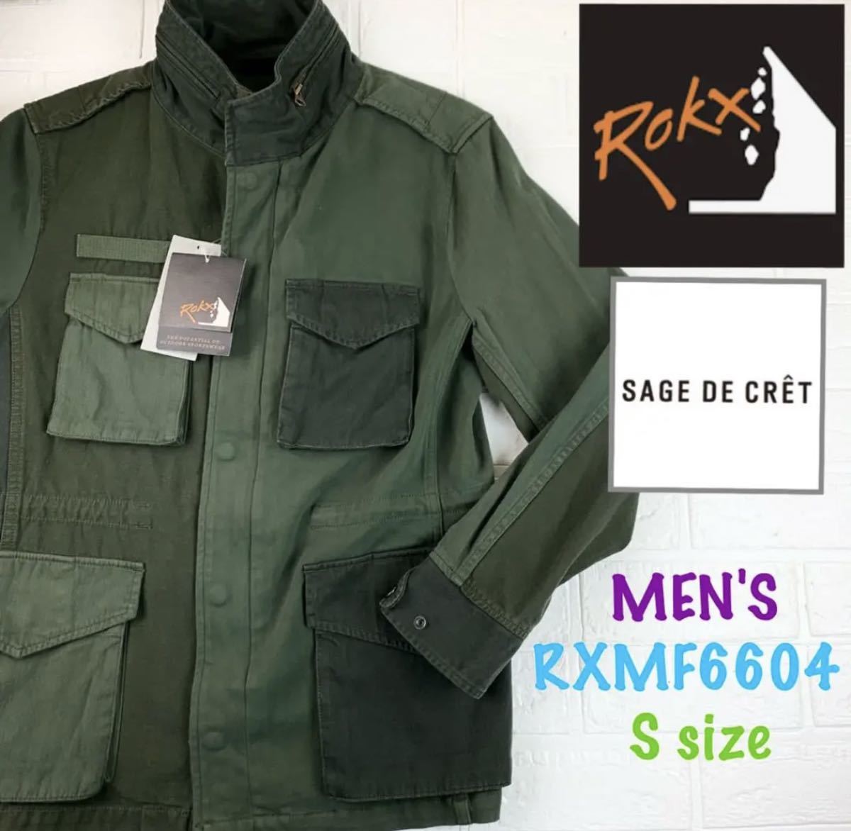 1円〜　新品 ROKX ロックス メンズ SAGE DE CRET サージュデクレ ミリタリージャケット RXMF6604 ジャケット 上着 Sサイズ_画像1