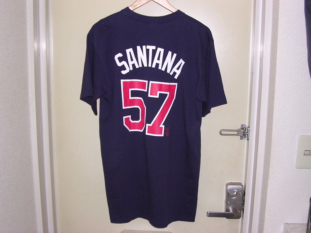 美品 00s Majestic MLB Minnesota Twins #57 SANTANA Tシャツ L vintage old ツインズ ナンバリング_画像6