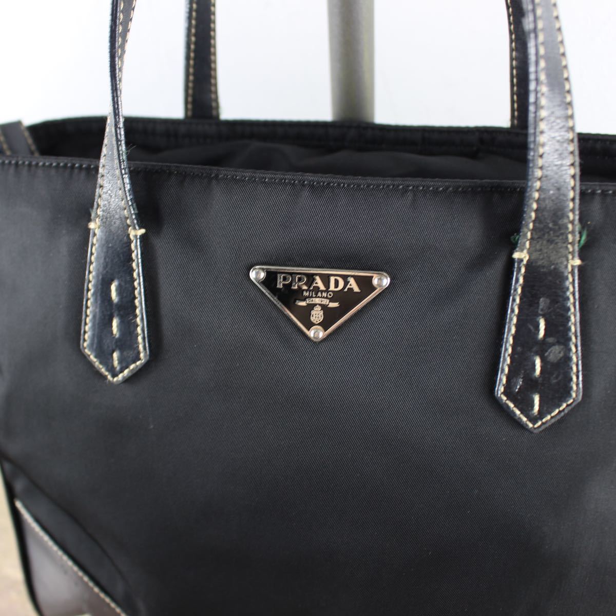 PRADA LOGO NYLON LEATHER TOTE BAG/プラダロゴナイロンレザートート