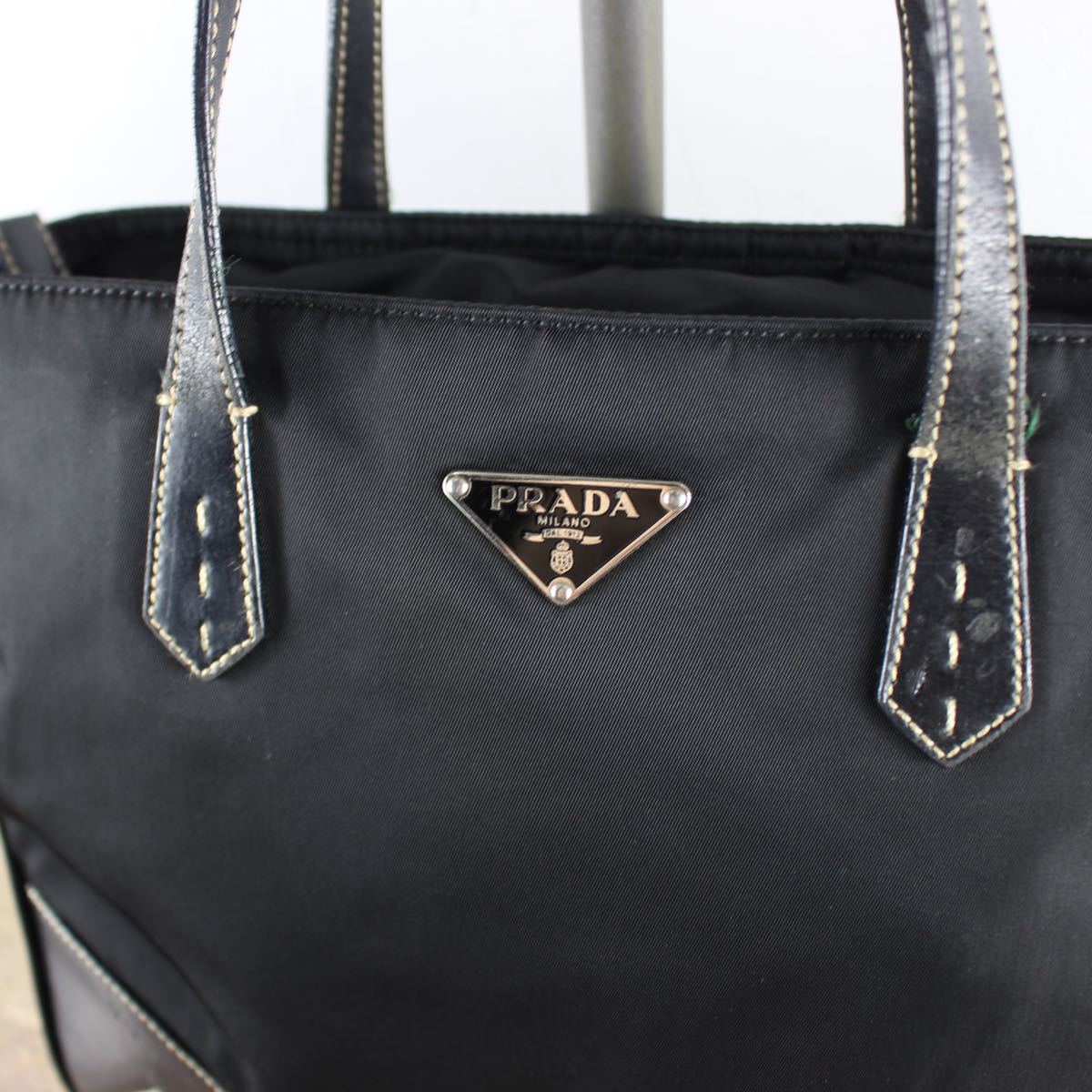 PRADA LOGO NYLON LEATHER TOTE BAG/プラダロゴナイロンレザートートバッグ