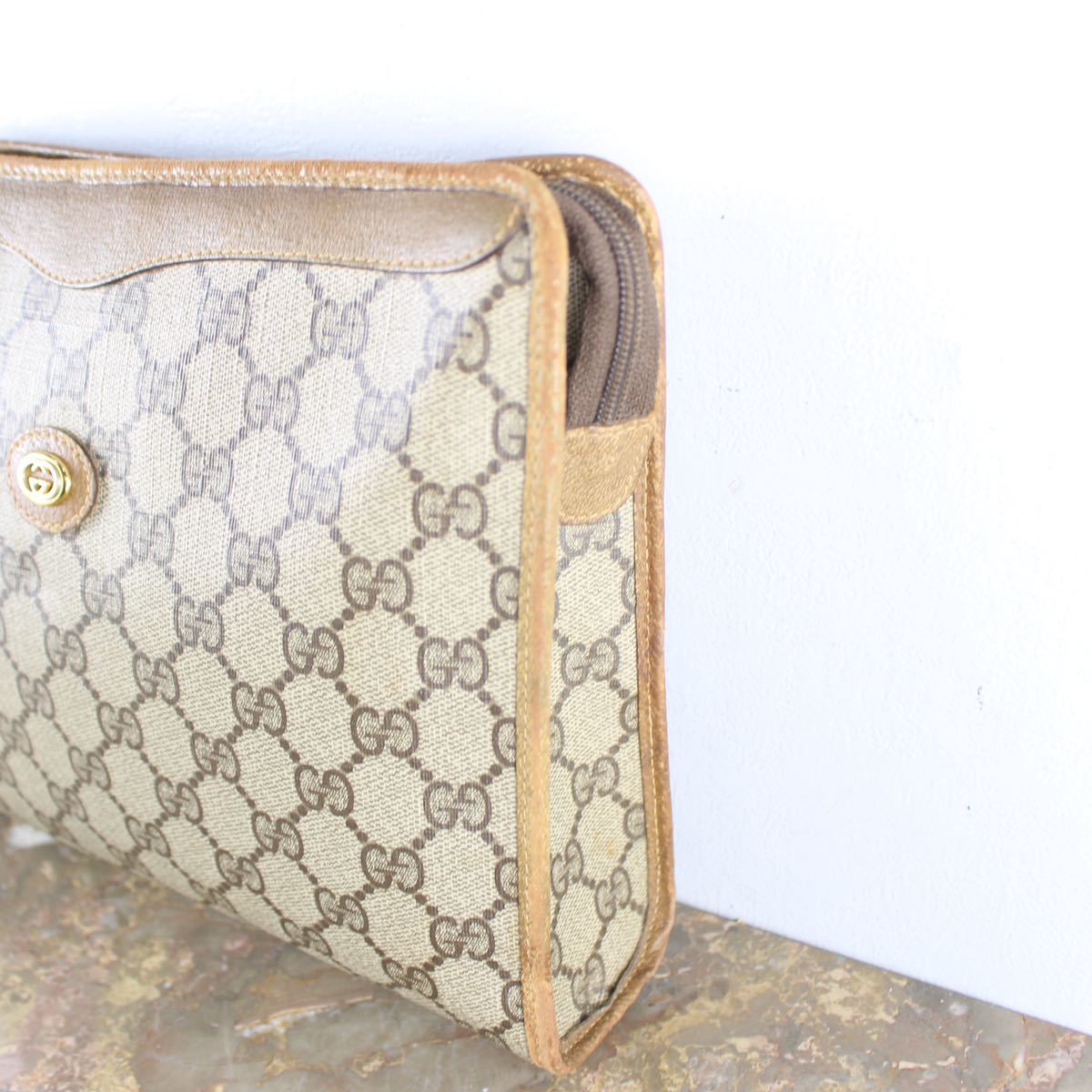 OLD GUCCI GG PATTERNED CLUTCH BAG MADE IN ITALY/オールドグッチGG柄クラッチバッグ_画像2