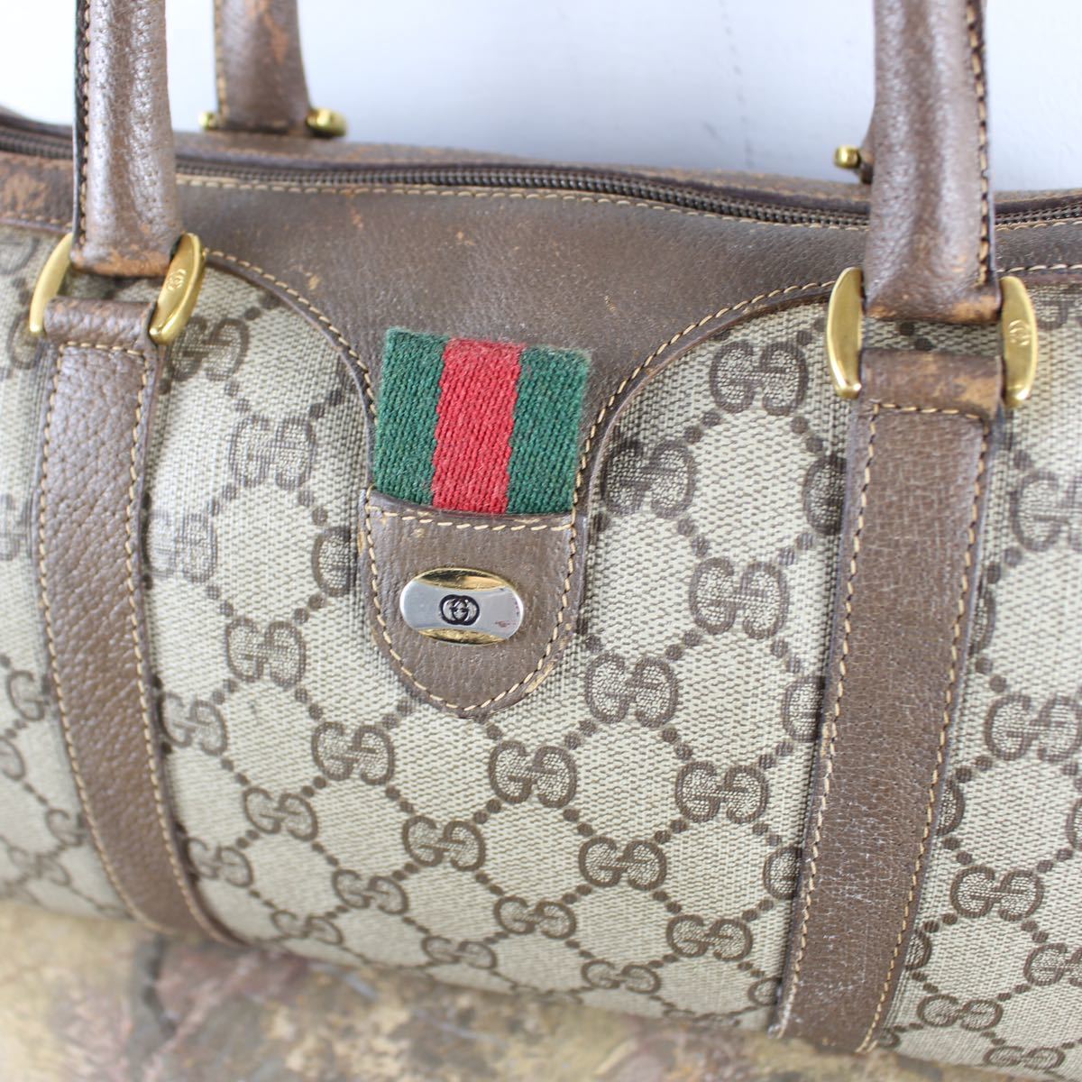 OLD GUCCI SHERRY LINE GG PATTERNED MINI BOSTON SHOULDER BAG MADE IN ITALY/オールドグッチシェリーラインGG柄ミニボストンバッグ