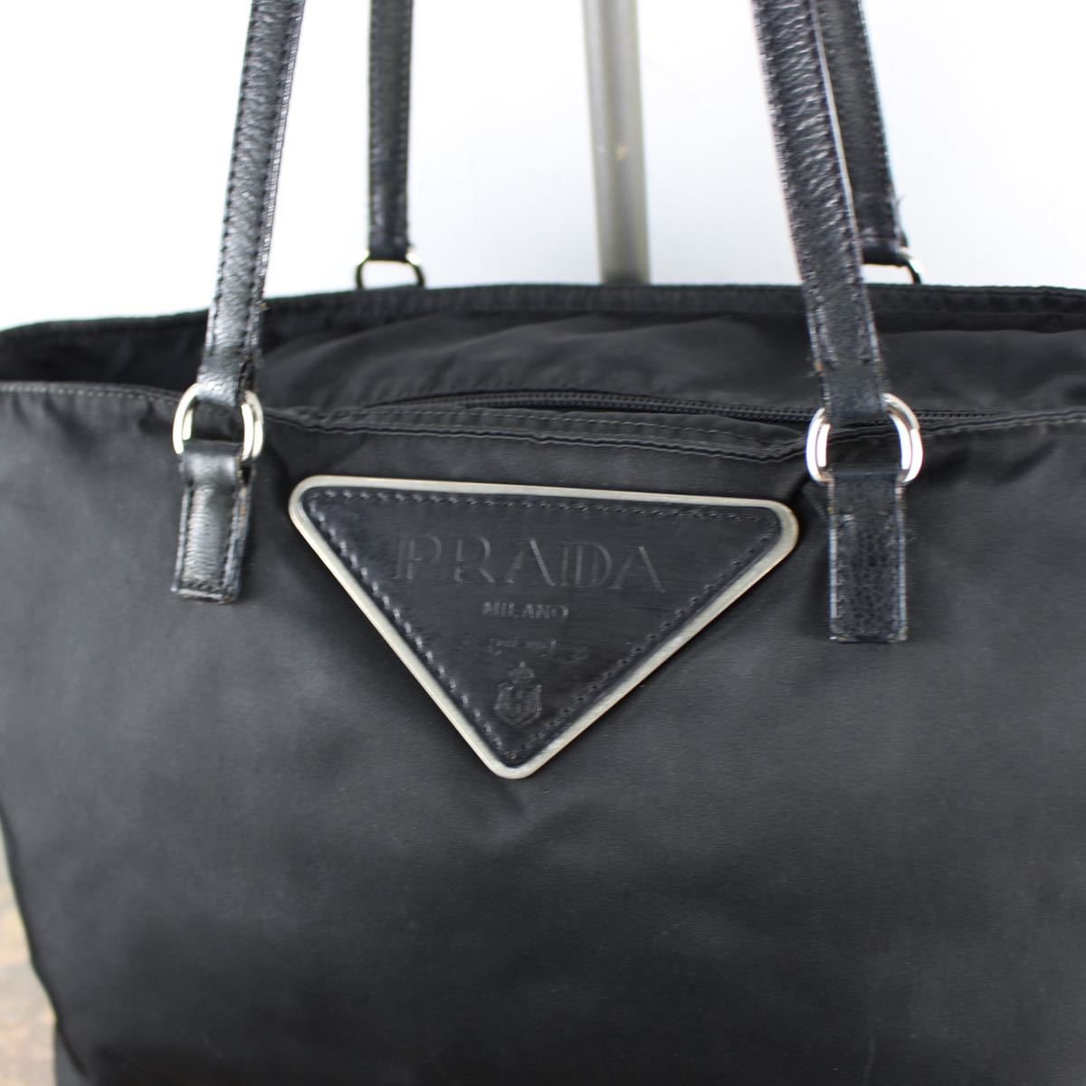 PRADA BIG LOGO NYLON LEATHER TOTE BAG/プラダビッグロゴナイロンレザートートバッグ