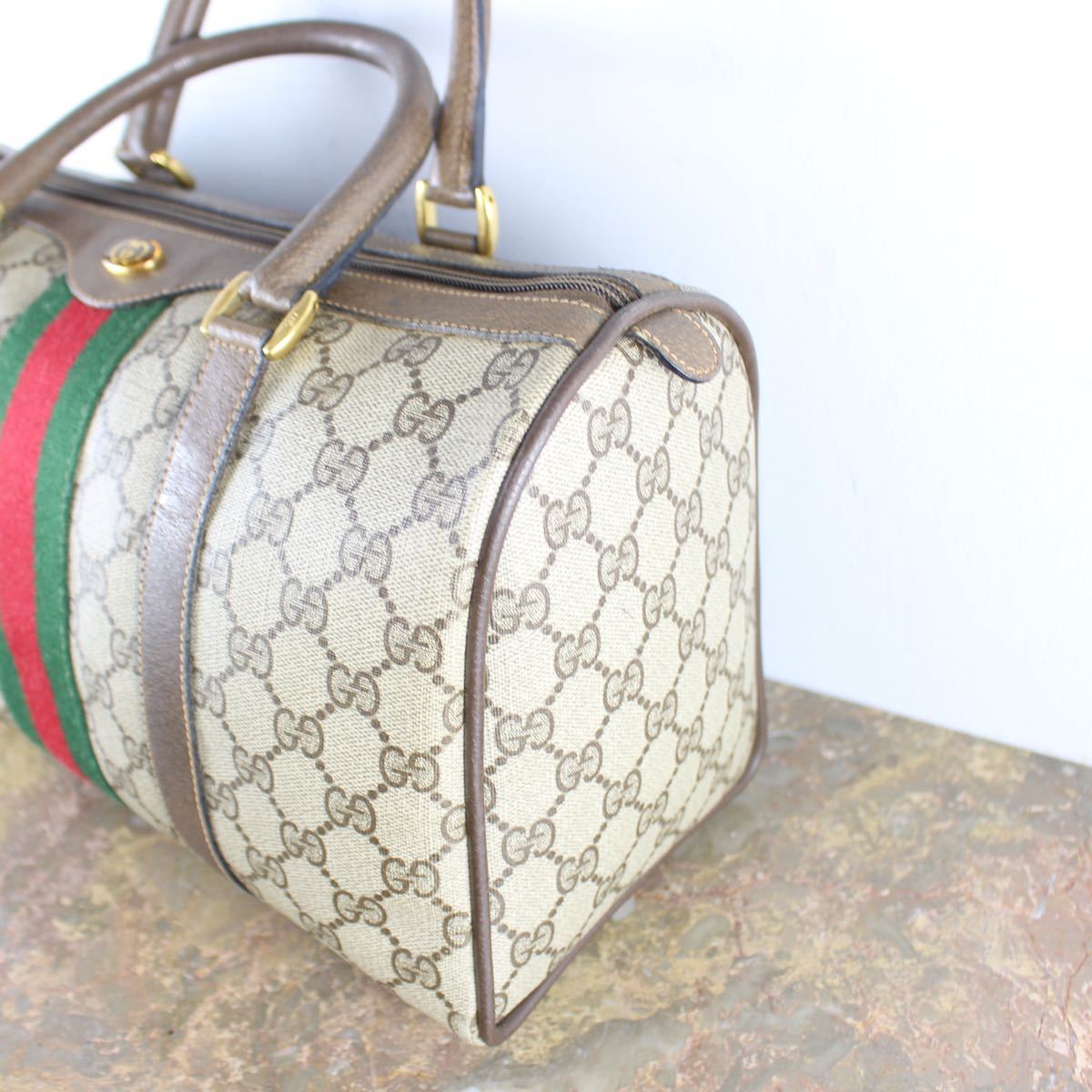 OLD GUCCI SHERRY LINE GG PATTERNED MINI BOSTON SHOULDER BAG MADE IN ITALY/オールドグッチシェリーラインGG柄ミニボストンバッグ