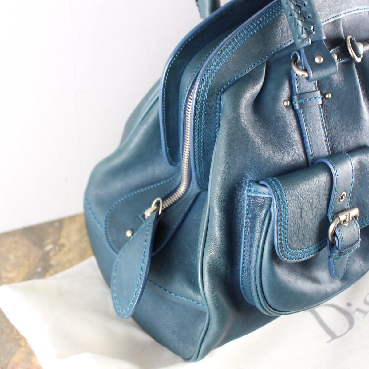 Christian Dior LOGO LEATHER BOSTON BAG MADE IN ITALY/クリスチャンディオールロゴレザーボストンバッグ