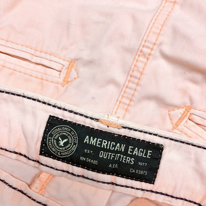 American Eagle アメリカンイーグル 28 メンズ 男性 テーパードチノショーツ ショートパンツ ハーフパンツ 綿100% ホワイトオレンジ系_画像3