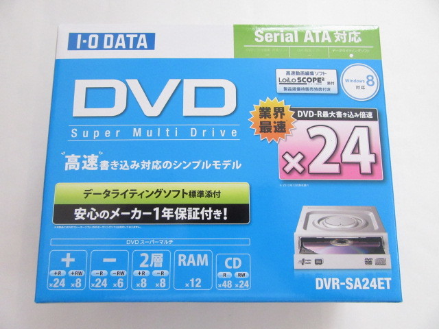新品★IO DATA★24倍速書き込み対応 内蔵型DVDドライブ★DVR-SA24ET 白