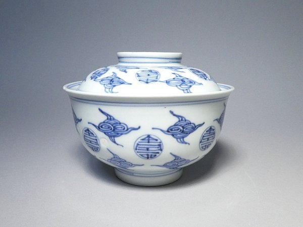 古伊万里　寿字丸霊雲紋　大振り蓋茶碗　［No.E2-255］