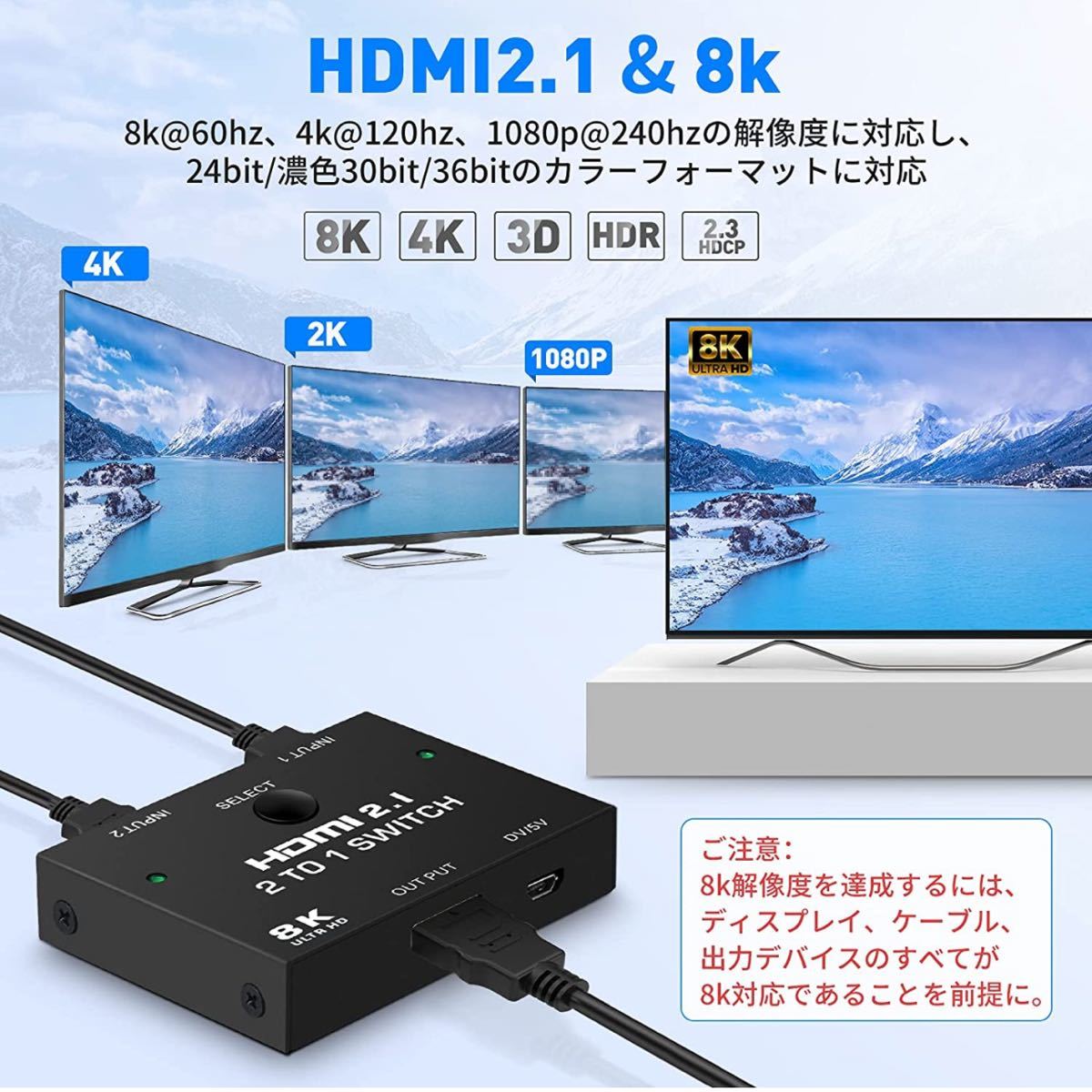 HDMI切替器 HDMI2.1　hdmi セレクター　Ippinkan　スイッチャー hdmi