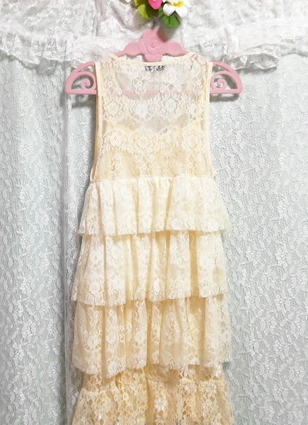 クリーム色レースネグリジェ 羽織ガウン キャミソールベビードールドレス 2P Cream color lace negligee gown camisole babydoll dress