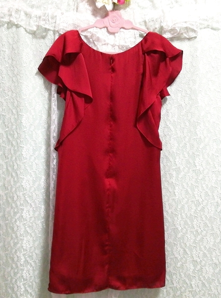  red satin tunic negligee One-piece dress Red satin tunic negligee dress