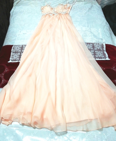 豪華桜ピンクシフォンネグリジェキャミソールマキシワンピースドレス Sakura pink luxurious chiffon negligee camisole maxi dress