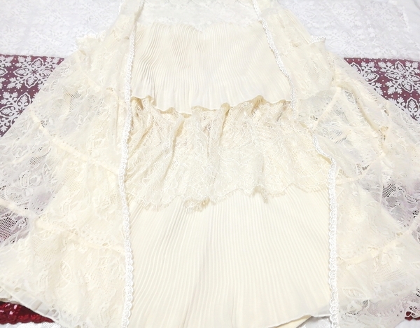 フローラルホワイトレースネグリジェ ガウン ベビードールキュロット 2P Floral white lace negligee gown camisole culotte dress