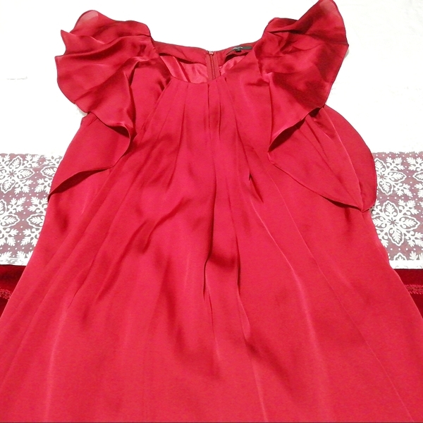  red satin tunic negligee One-piece dress Red satin tunic negligee dress