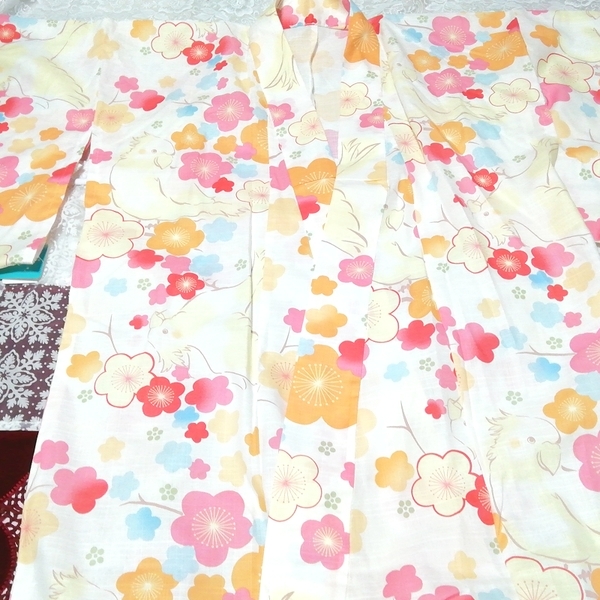  floral print bird . yukata .../ Japanese clothes Flower pattern bird picture yukata / Japanese clothes