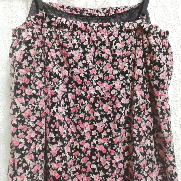 黒ピンクベロアネグリジェキャミソールスカートワンピース Black pink velour negligee camisole skirt dress