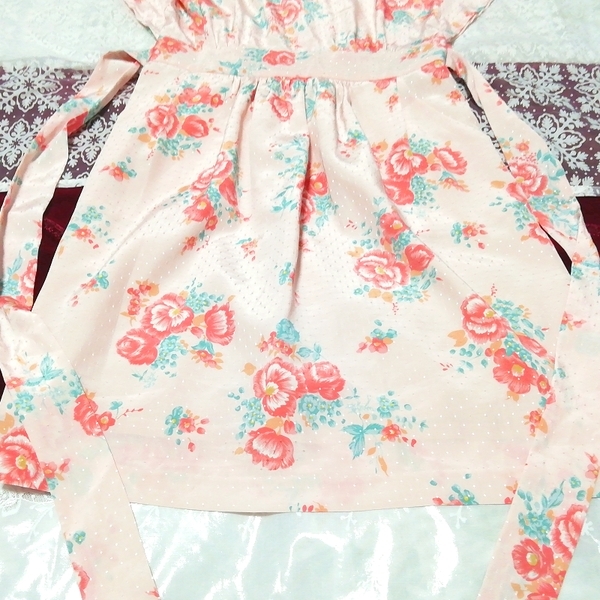 ピンク花柄ネグリジェチュニックワンピース Pink floral pattern negligee tunic dress