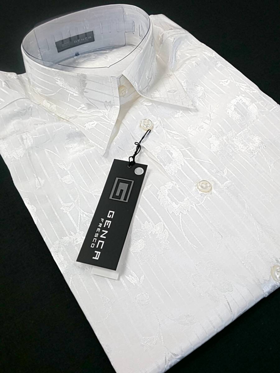 新品 SALE!! 特別価格!! 送料無料 GENCA ジェンカ レギュラーカラー ドレスシャツ 50 LLサイズ ゆったり カジュアル 衣装 日本製 671-6041
