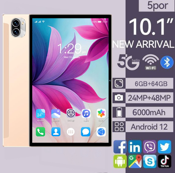 1円 タブレット 6+64G 10インチ Android12.0 Wi-Fi IPS液晶 PC SDカード 本体 在宅勤務 ネット授業 コスパ最高 大画面 ゴールド_画像1