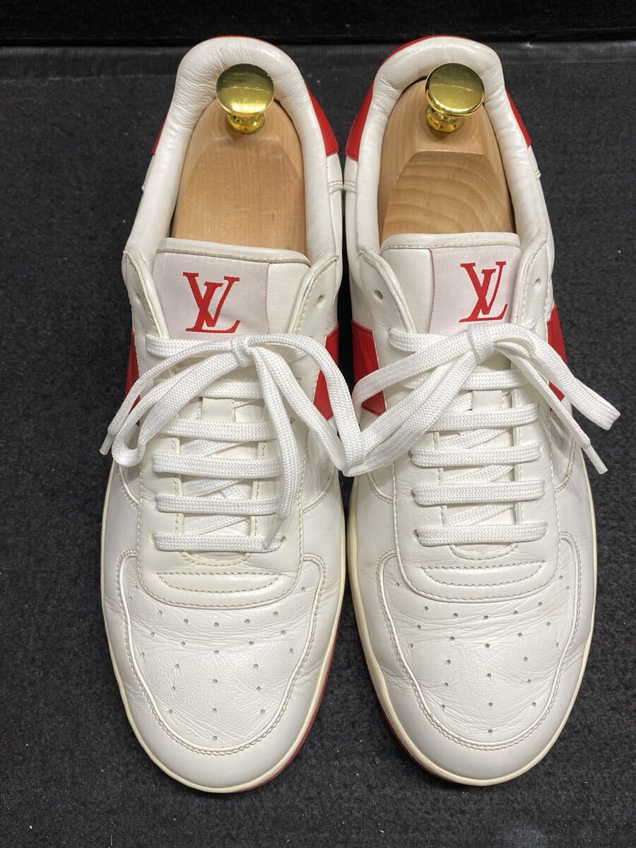 ルイヴィトン スニーカー メンズ 美品 リヴォリライン 7 プラダ 26cm ホワイト レッドライン レザー LOUIS VUITTON モノグラム_画像7