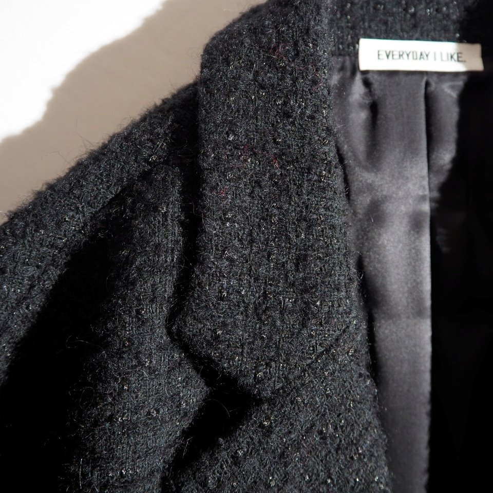 R9799P ▼EVERYDAY I LIKE. Deuxieme Classe ドゥーズィエムクラス▼ OVERSIZED TWEED オーバーサイズ ツイード ジャケットコート ブラック_画像4