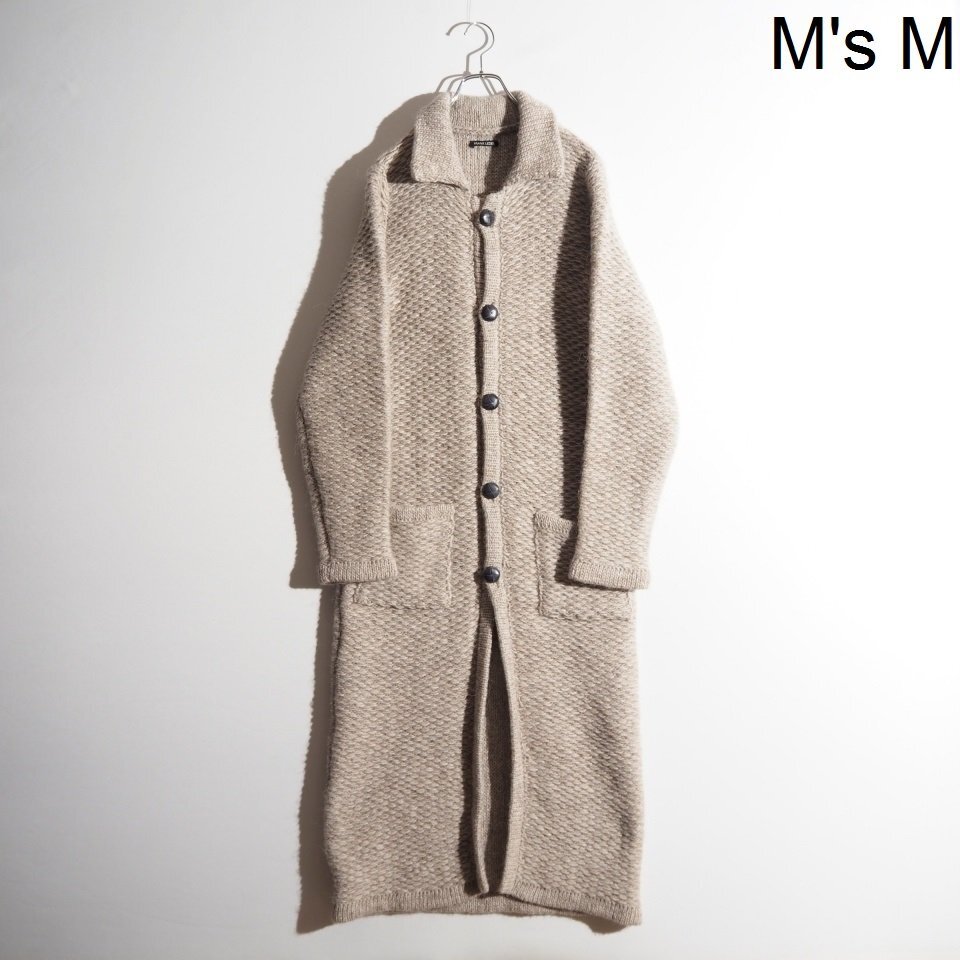 C5859P ▼FRANK LEDER フランクリーダー▼ ウール ハンドニット ロングコート グレージュ M / SHEEP WOOL HAND KNIT COAT 秋冬 mks_画像1